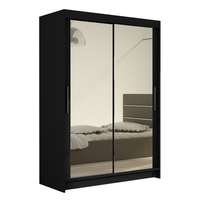 Szafa przesuwna Miami VII z lustrem 120cm - pojemna garderoba - CZARNY