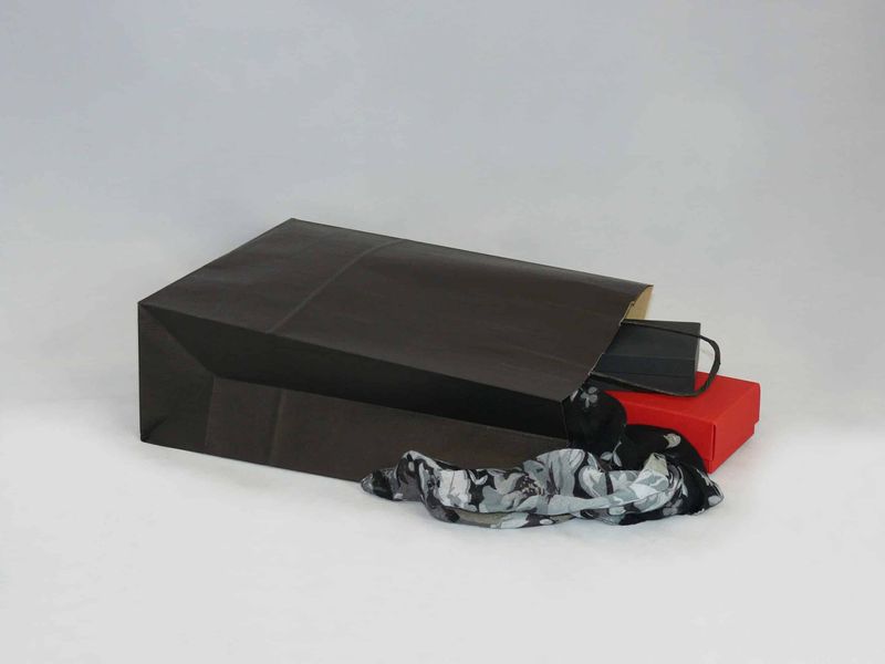 Torba papierowa czarna 32 x 12 x 41 cm zdjęcie 3