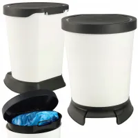 KOSZ NA ŚMIECI ODPADY 10L BIAŁO CZARNY NA PEDAŁ Z WYJMOWANYM WKŁADEM