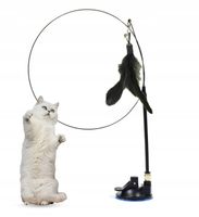 WĘDKA DLA KOTA z przyssawką ZABAWKA interaktywna czarne piórko6