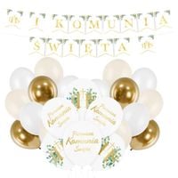 Zestaw dekoracji Komunia Święta - balony, baner