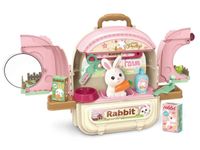 Królik w Plecaku Zabawka 3w1 Mini Farma Ogródek Plecak Domek Dla Lalek
