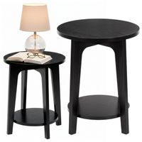 Stolik kawowy okrągły śr. 40 cm z dodatkową półką, do salonu, sypialni loft czarny