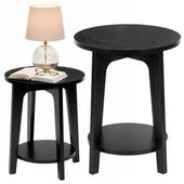 Stolik kawowy okrągły śr. 40 cm z dodatkową półką, do salonu, sypialni loft czarny