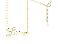 Pozłacany srebrny naszyjnik LOVE miłość cyrkonia cyrkonie celebrytka srebro 925 Z1769NG