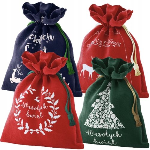 Torba worek torebka prezenty prezent prezentowy świąteczny Święta 30X45 4pc na Arena.pl