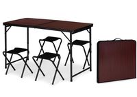 Stolik turystyczny stół składany walizka + 4 krzesełka 120x60x70 cm bordowy