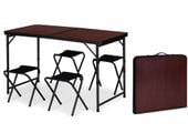 Stolik turystyczny stół składany walizka + 4 krzesełka 120x60x70 cm bordowy