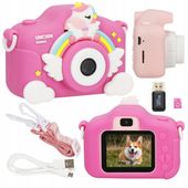 APARAT CYFROWY DLA DZIECI Fotograficzny 40Mpx 3 gry RÓŻOWY JEDNOROŻEC+KARTA
