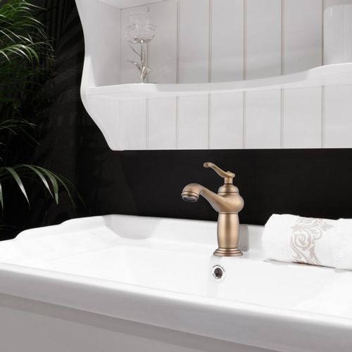 Bateria umywalkowa stojąca retro kran złota na Arena.pl