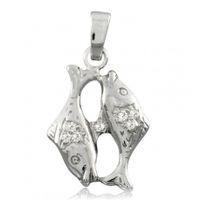 SREBRNY WISIOREK ZNAK ZODIAKU RYBY Z CYRKONIAMI PRÓBA SREBRA 925