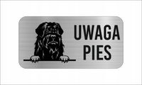 GRAWER Tabliczka nierdzewna 20x10 UWAGA PIES Czarny terier rosyjski