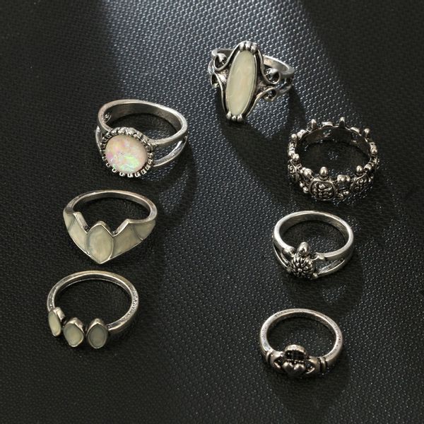 Srebrny ZESTAW PIERŚCIONKÓW RETRO PUNK BOHO 73 zdjęcie 3