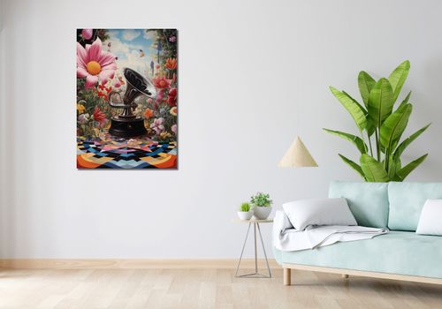 Obraz 70x100cm Gramofon w Kwiatach na Arena.pl