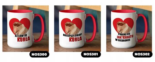 DUŻY Kubek XXL Czerwon Prezent na WALENTYNKI Wzory na Arena.pl