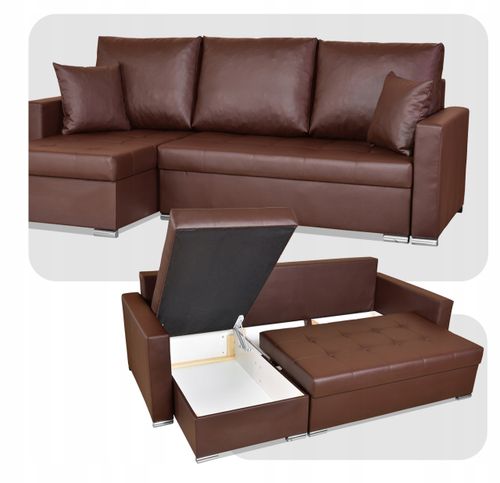 Narożnik rozkładany z funkcją spania ekoskóra Varius rogówka Family Meble na Arena.pl