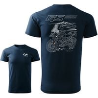 Koszulka nadruk dwustronny z motocyklem na motor BMW GS 1300 Adventure męska granatowa REGULAR M