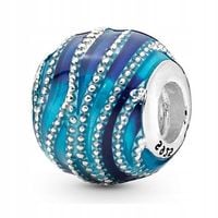 Zawieszka SREBRO 925 Koralik Charms Niebieska Kula