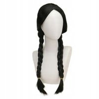 PERUKA WEDNESDAY ADDAMS CZARNA WARKOCZE COSPLAY PRZEBRANIE HALLOWEEN