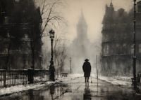 Plakat 70x50cm Mgła nad Londynem