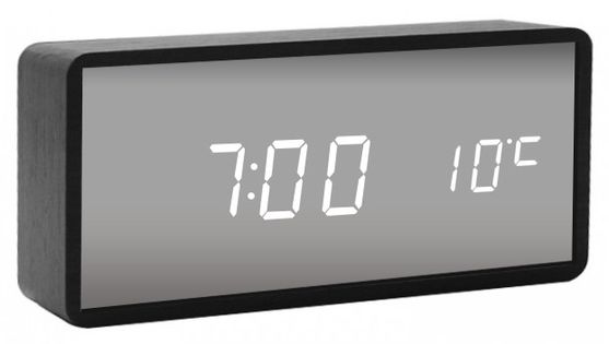 XONIX GHY-010JM Elektroniczny budzik na baterię, drewniana obudowa, termometr, 3 x alarmy