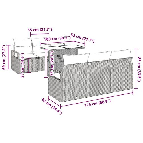 Zestaw Sof na Ogród z poduszką 7 pcs Czarny 100 x 55 x 73 cm na Arena.pl