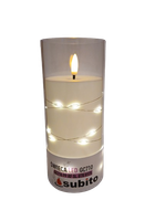 Świeca biała led subito 315 z łańcuszkiem ciepła barwa 17,5*7 cm