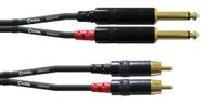 Kabel przewód audio pozłacany 2x RCA Cinch Jack 6,3 mm 1,5 m Cordial CFU PC