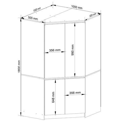 Szafa narożna 100 cm do sypialni 4 drzwi 6 półek - dąb artisan na Arena.pl