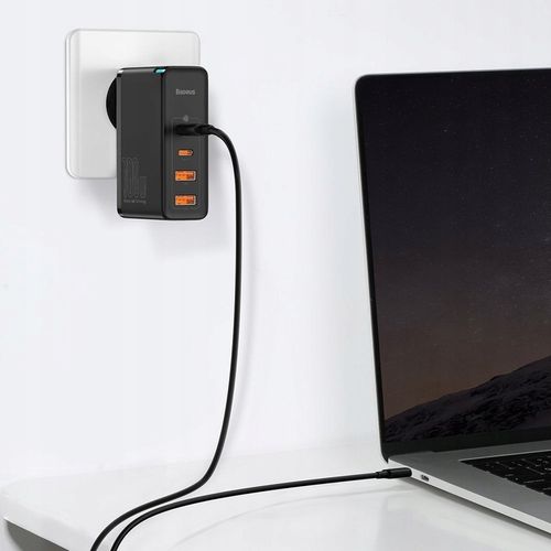 BASEUS MOCNA ŁADOWARKA SIECIOWA ZASILACZ 2X USB USB-C QC 100W + KABEL TYP-C na Arena.pl