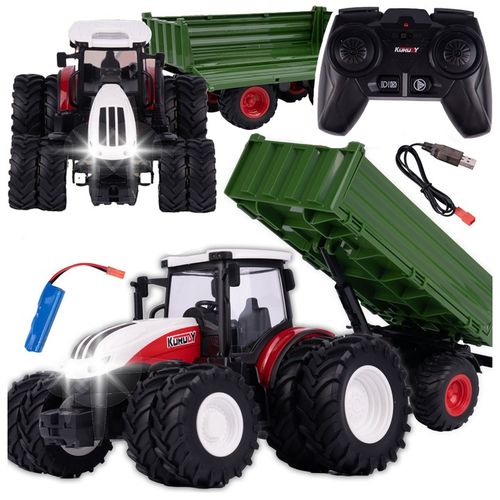 TRAKTOR ZDALNIE STEROWANY DUŻY Z PRZYCZEPĄ RC CIĄGNIK 42cm ładowanie USB na Arena.pl