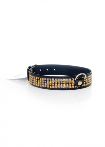 fetish b   series collar with crystals 3 cm gold na Arena.pl