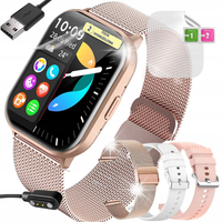 ZEGAREK DAMSKI SMARTWATCH Rozmowy Telefoniczne PL menu 3 PASKI PINK