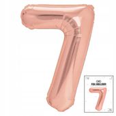 BALON FOLIOWY CYFRĄ CYFERKA 7 ROSE GOLD NA IMPREZE URODZINOWĄ 40cm
