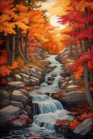 Plakat 20x30cm Jesienne Wodospady