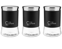 3x Pojemnik szklany GRENO 1000 ml kawa herbata cukier stal malowana proszkowo czarny