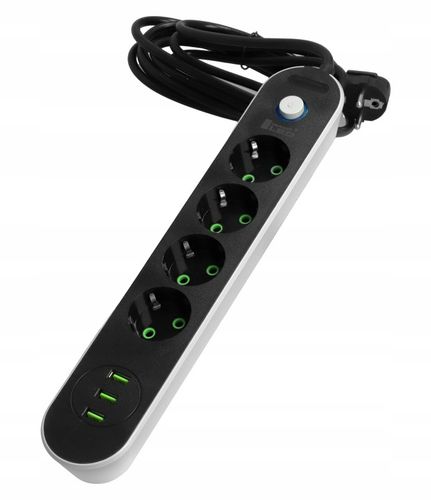 Przedłużacz Listwa Zasilająca 3M 4 gniazda 3xUSB na Arena.pl