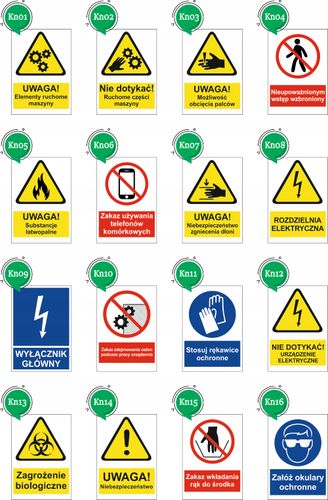 Naklejki na maszyny BHP UWAGA ELEMENTY RUCHOME MASZYNY - 10 szt. na Arena.pl
