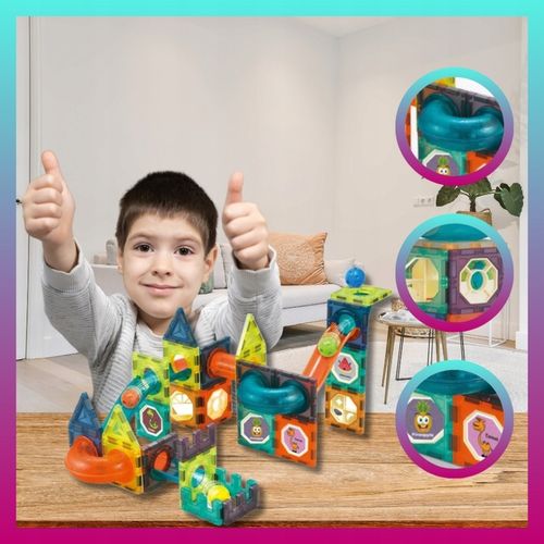 Klocki MAGNETYCZNE DUŻE 202EL Świecące TOR KULKOWY Kulodrom Magnetic Blocks na Arena.pl