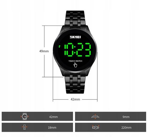 SKMEI Zegarek LED elektroniczny EKRAN DOTYKOWY na Arena.pl