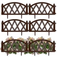 6x Płotek Ogrodowy Plastikowy Brązowy Border Palisada Obrzeże Trawnik 3m