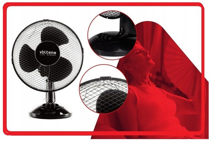 WENTYLATOR BIURKOWY STOŁOWY STOJĄCY CICHY 22cm CYRKULATOR CZARNY 2 TRYBY zdjęcie 10