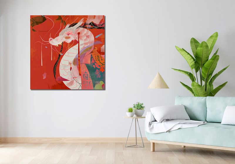 Obraz 100x100cm Orientacyjny Smok zdjęcie 2