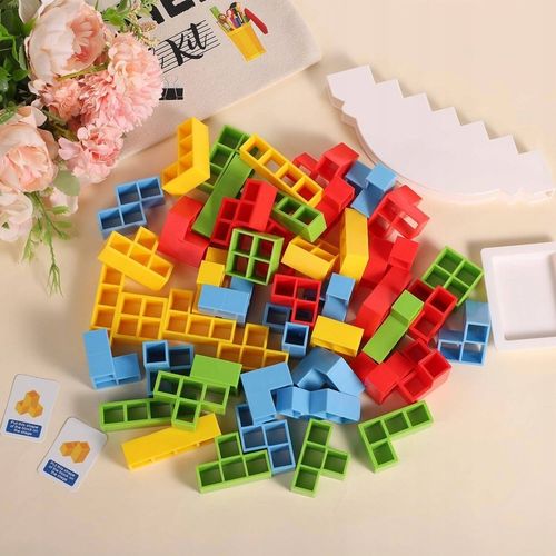 64-CZĘŚCIOWA GRA RÓWNOWAŻĄCA EDUKACYJNA UKŁADANKA DLA DZIECI TETRA TOWER 3D na Arena.pl