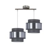 Hare lampa wisząca chromowy 2x60W E27 abażur szary+srebrny