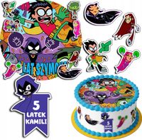 ZESTAW OPŁATEK NA TORT 20CM + 17 POSTACI - TEEN TITANS + IMIĘ 15CM 18CM