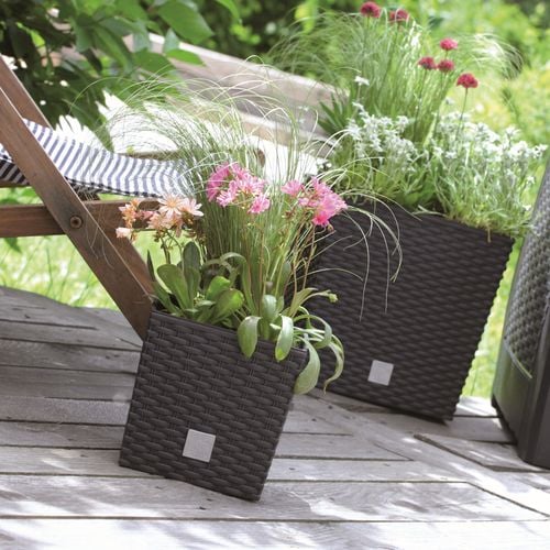 Doniczka kwadratowa wkład rattan 26,2x26,2x26,6 cm biały na Arena.pl