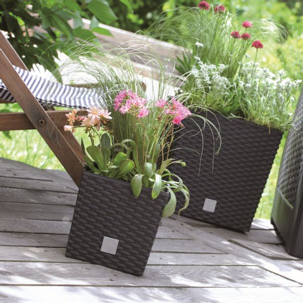 Doniczka kwadratowa wkład rattan 26,2x26,2x26,6 cm biały zdjęcie 7