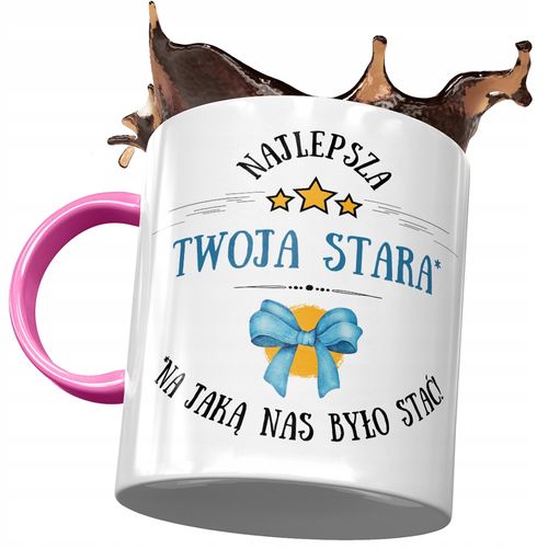 Kubek Różowy Dla Twojej Starej Najlepsza Stara Z Nadrukiem Ze Zdjęciem na Arena.pl
