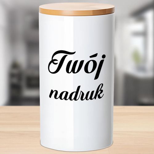 Pojemnik ceramiczny 900 ml z drewnianą bambusową przykrywką z Twoim nadrukiem na Arena.pl
